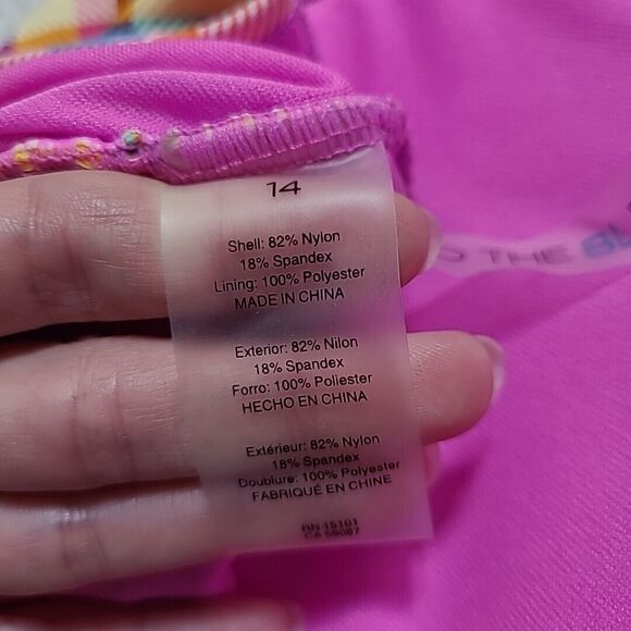 Into the Bleu by Amerex Women 14 Swimsuit One Piece Plaid Halter Plunge Monokini - Picture 5 of 9